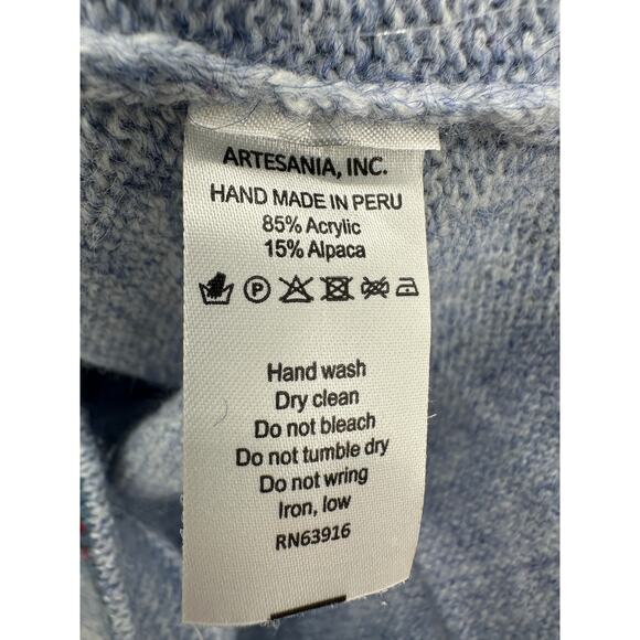 Artesania Sweater Women Small Alpaca Blend Hooded Aztec Fair Isle Pullover - Picture 7 of 7